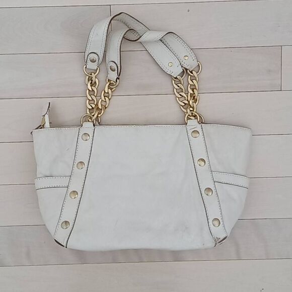 Michael Kors Women's Chain Leather Strap Shoulder Bag White - Picture 2 of 7